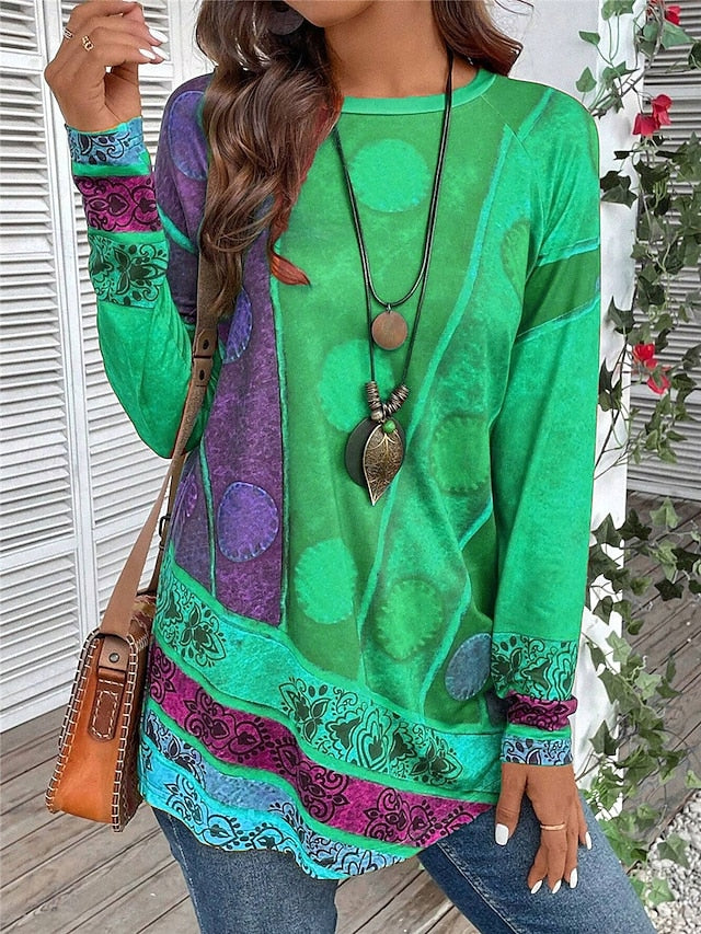 Grace | Blusa larga con estampado artístico