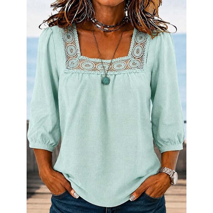 Franchesca | Blusa cuello cuadrado con encaje calado