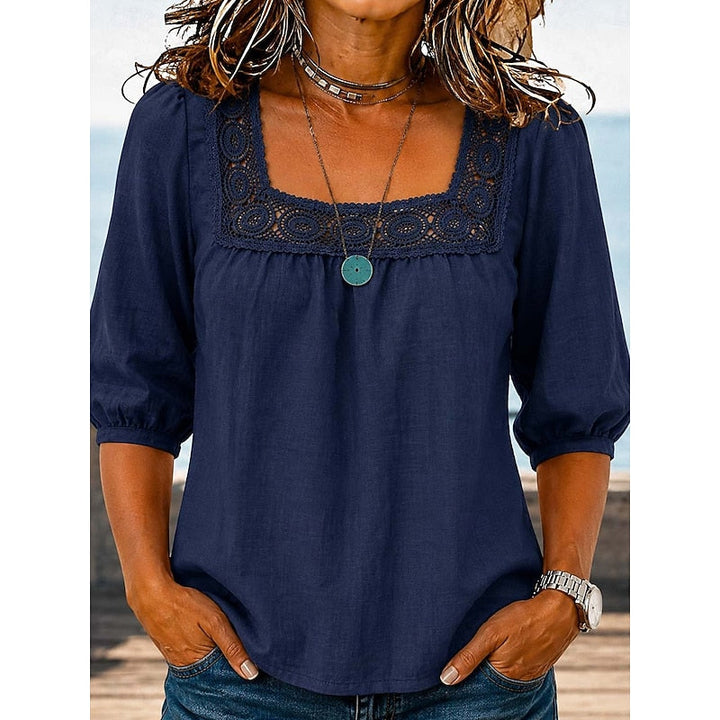 Franchesca | Blusa cuello cuadrado con encaje calado