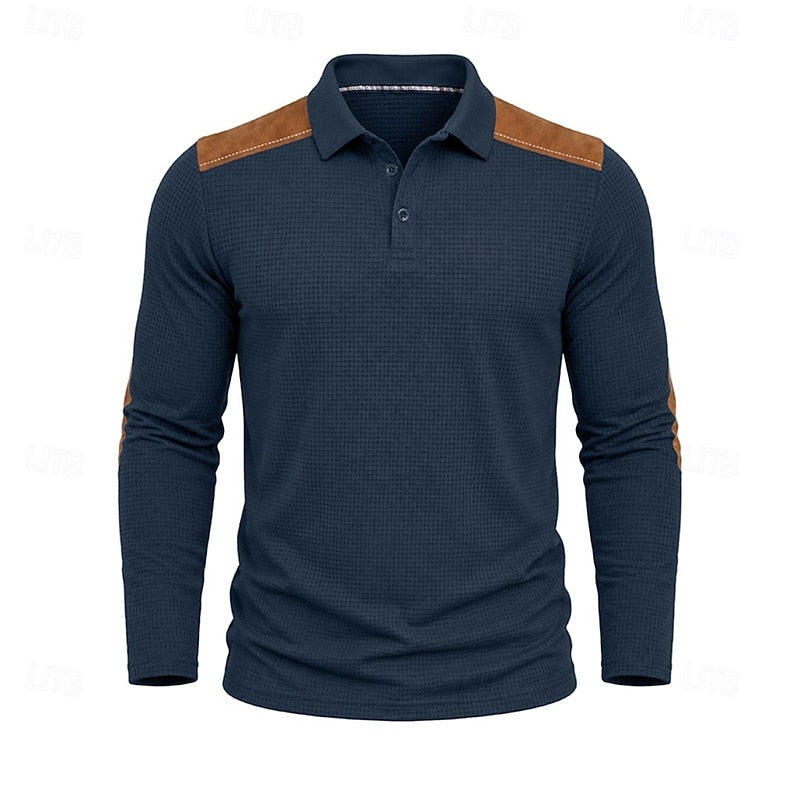 Francisco | Polera polo manga larga con textura waffle