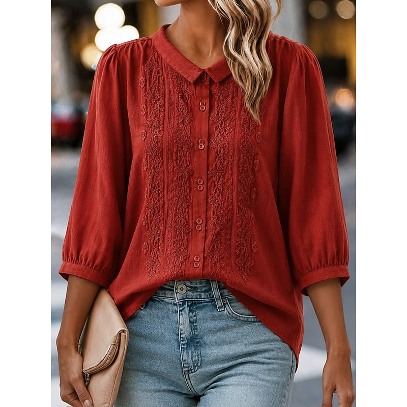 Clara | Blusa con cuello bebé y bordado frontal