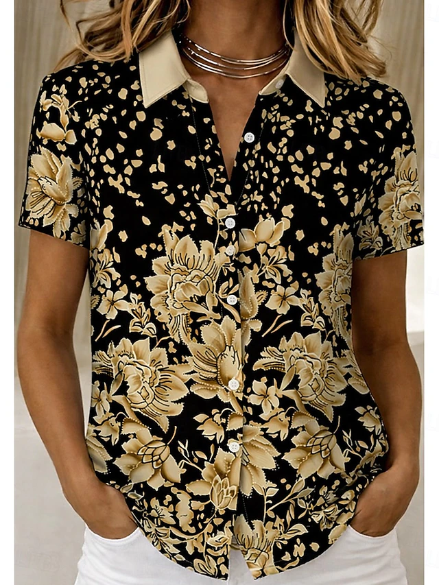 Urbana | Blusa camisera floral de manga corta