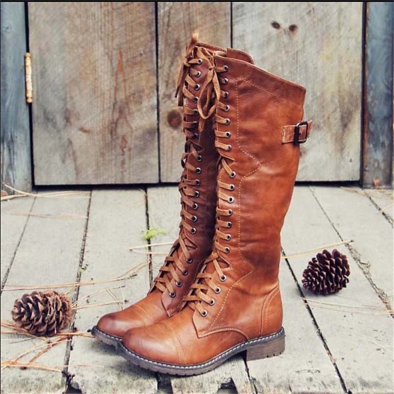 Andrea Paz | Botas altas acordonadas estilo ecuestre