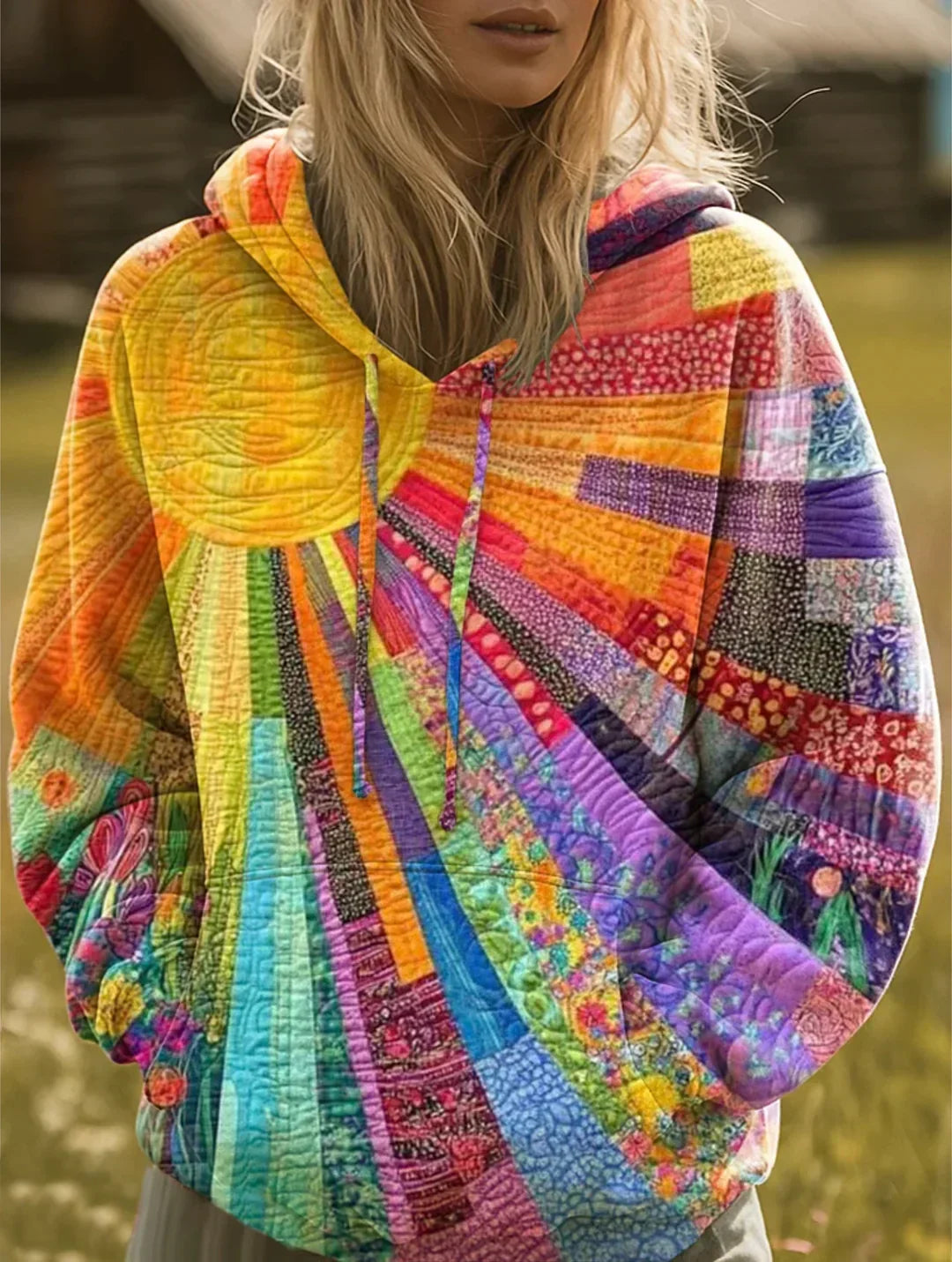 Lore | Polerón con capucha estampado patchwork