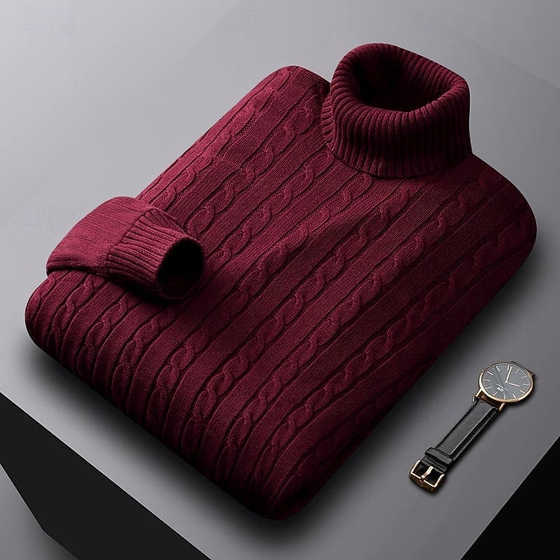 Kurt | Sweater cuello alto de punto trenzado