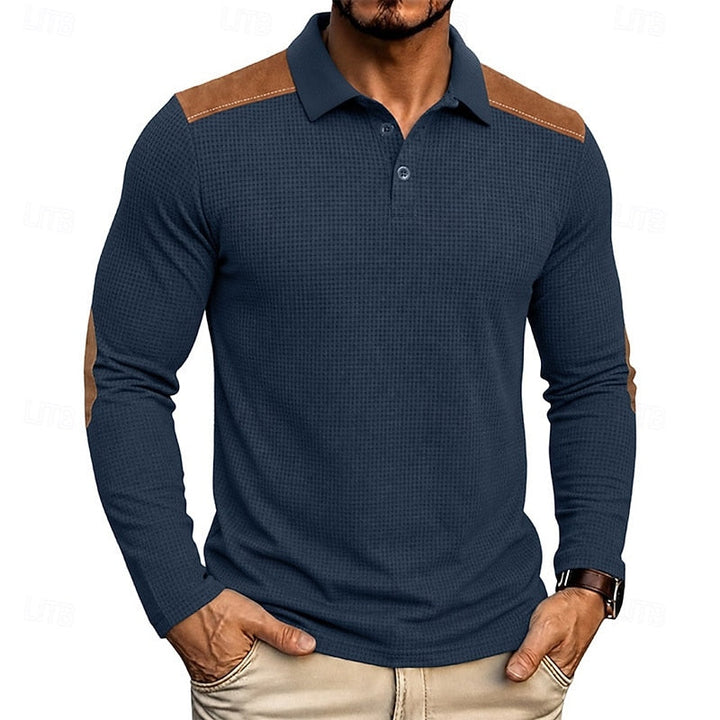 Francisco | Polera polo manga larga con textura waffle