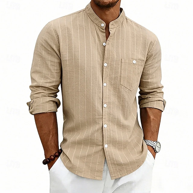 Moisés | Camisa de rayas con cuello mao