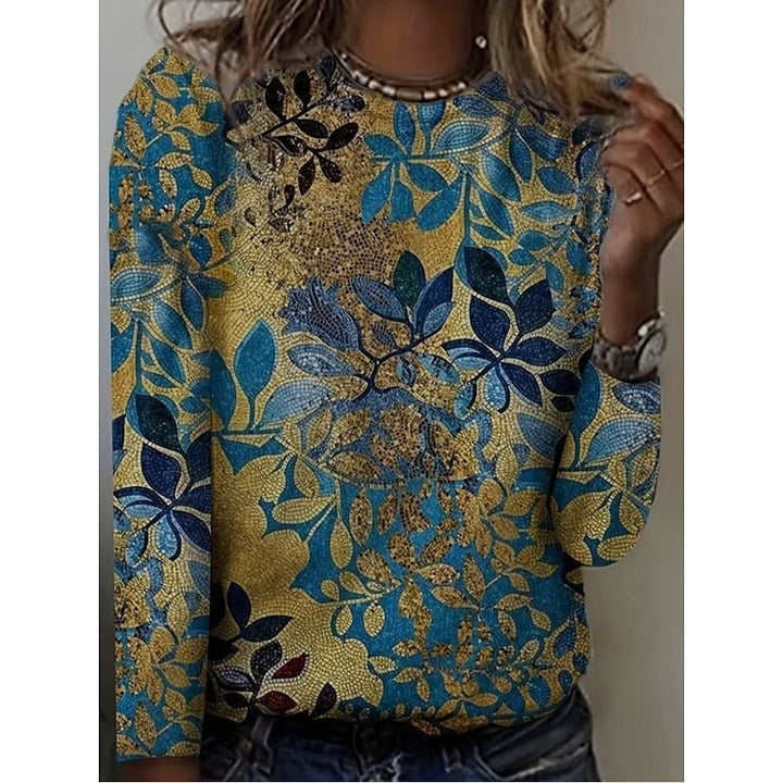 Almendra | Blusa manga larga estampado botánico