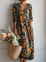 Valentina Andrea | Vestido largo floral manga larga