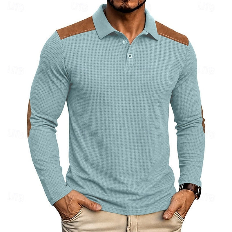 Francisco | Polera polo manga larga con textura waffle