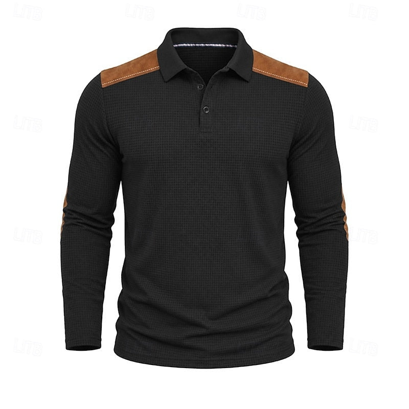 Francisco | Polera polo manga larga con textura waffle