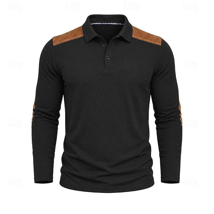 Francisco | Polera polo manga larga con textura waffle