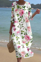 Giovanna | Vestido midi floral manga tres cuartos