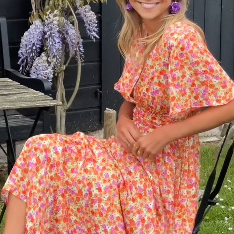 Danna | Vestido largo floral escote V