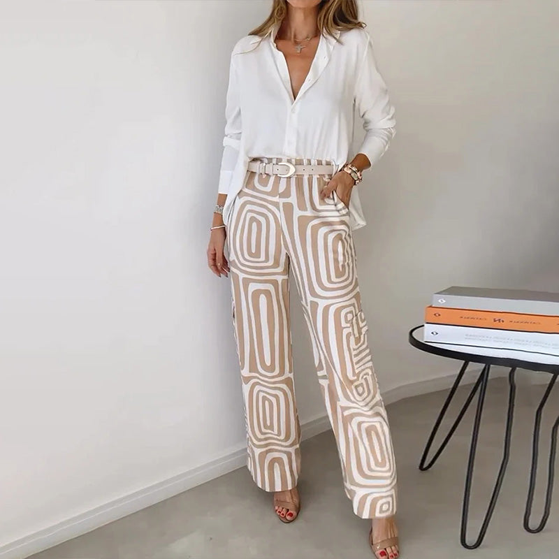 María Angélica | Conjunto dos piezas de camisa y pantalón ancho