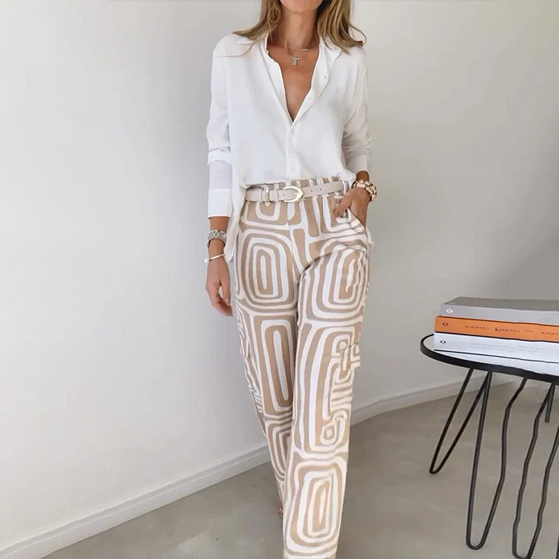 María Angélica | Conjunto dos piezas de camisa y pantalón ancho