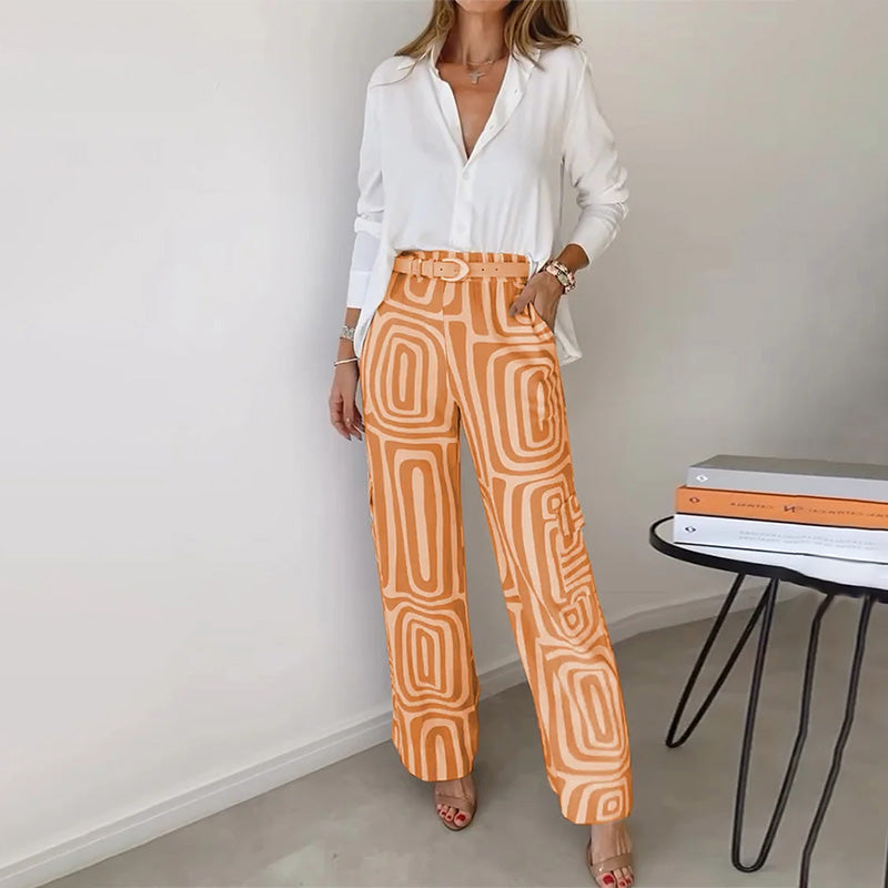 María Angélica | Conjunto dos piezas de camisa y pantalón ancho