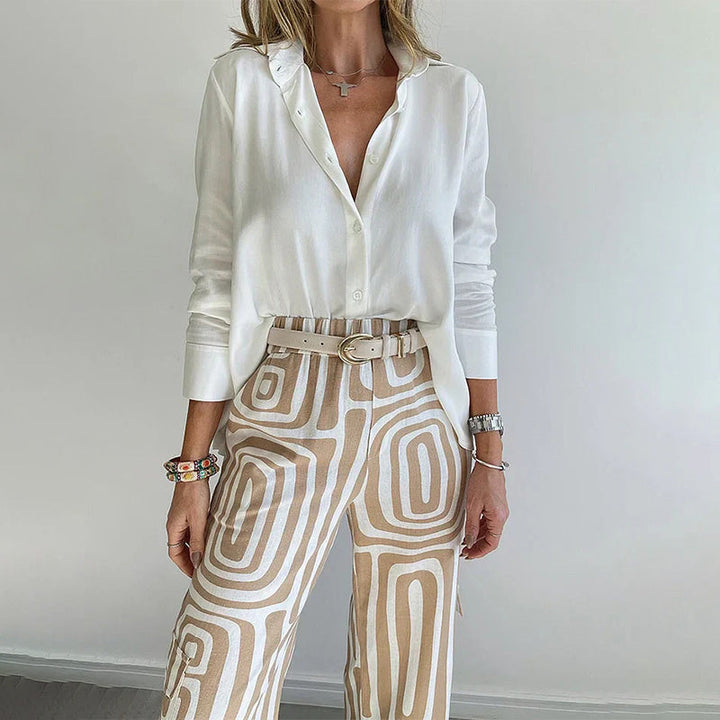 María Angélica | Conjunto dos piezas de camisa y pantalón ancho