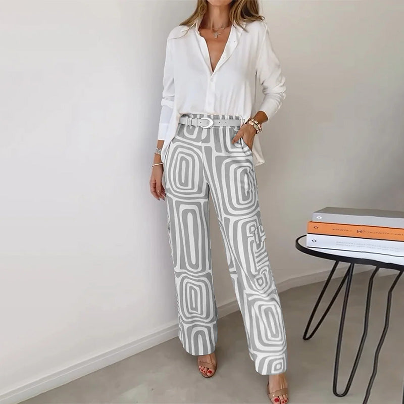 María Angélica | Conjunto dos piezas de camisa y pantalón ancho