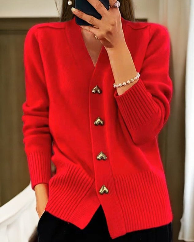 Adele | Cárdigan Elegante con Botones en Forma de Corazón