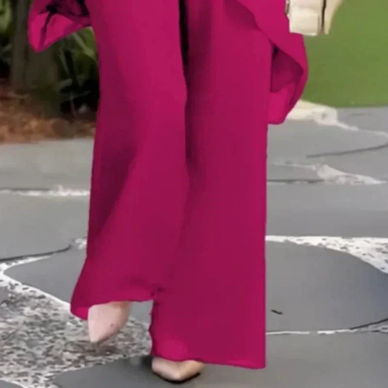 Esmeralda | Conjunto de pantalón ancho con blusa drapeada
