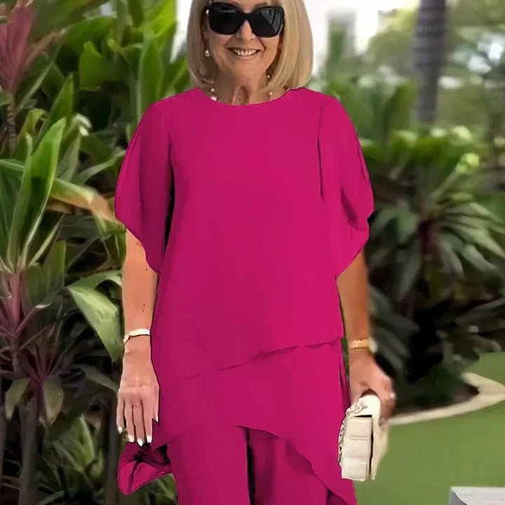 Esmeralda | Conjunto de pantalón ancho con blusa drapeada