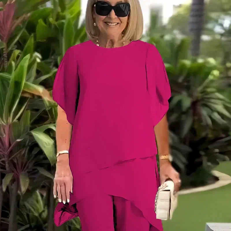 Nelida | Conjunto de pantalón palazzo con caída fluida