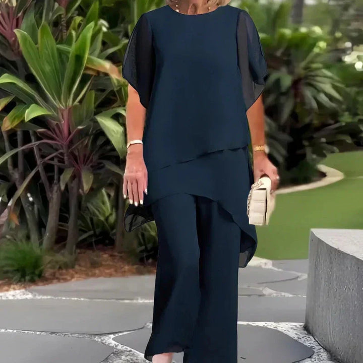 Esmeralda | Conjunto de pantalón ancho con blusa drapeada