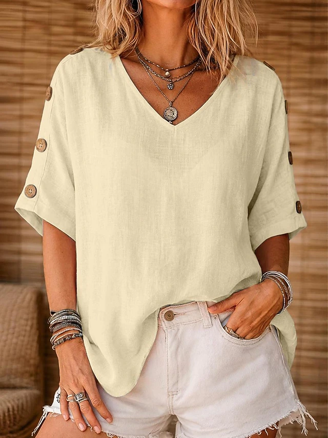 Hortensia | Blusa holgada con botones en las mangas