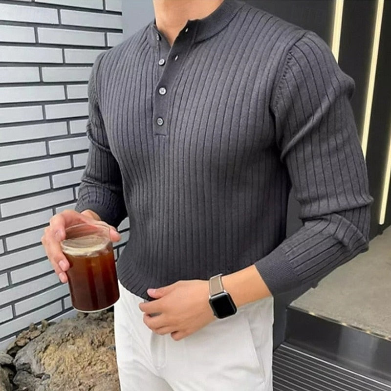 Cornelio | Sweater henley acanalado