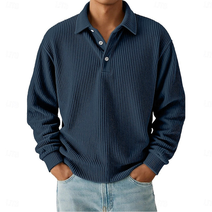 Eric | Polera polo texturizada de manga larga