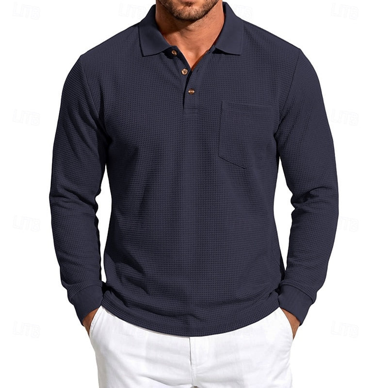 Ronald | Polera polo manga larga con textura