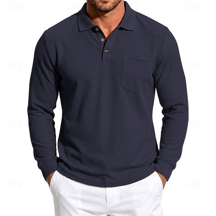Ronald | Polera polo manga larga con textura