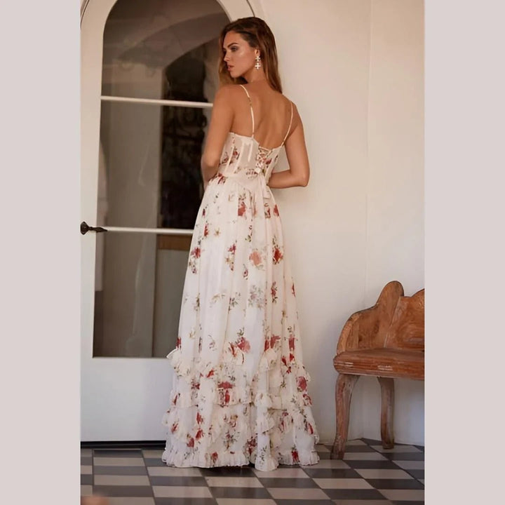 Rosana | Vestido largo floral sin mangas