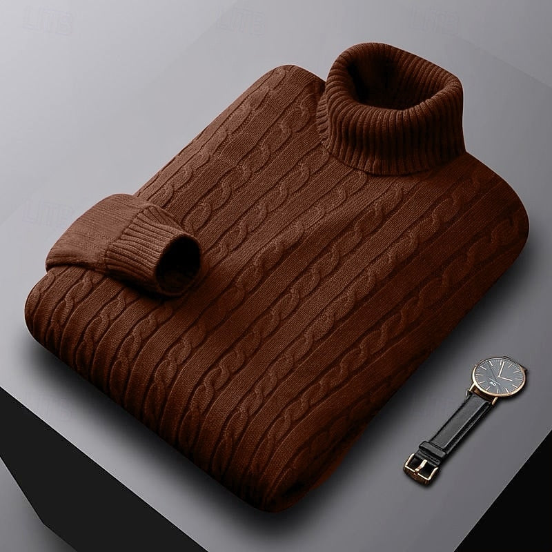 Kurt | Sweater cuello alto de punto trenzado