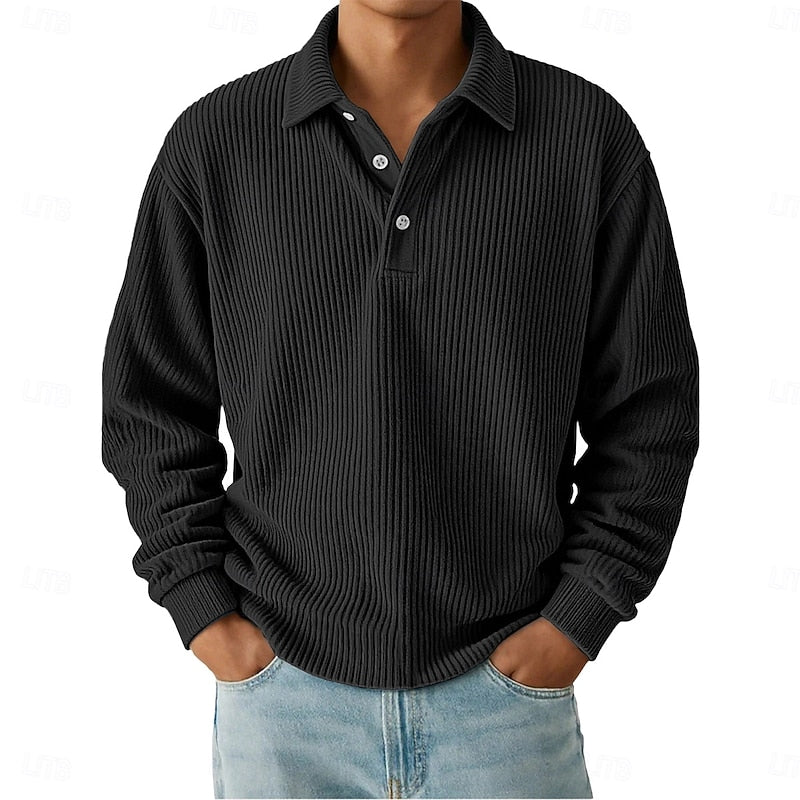 Eric | Polera polo texturizada de manga larga