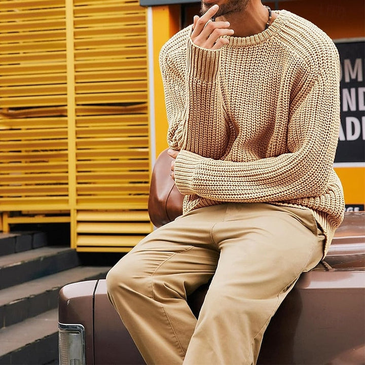 Cristóbal | Sweater de punto acanalado cuello redondo