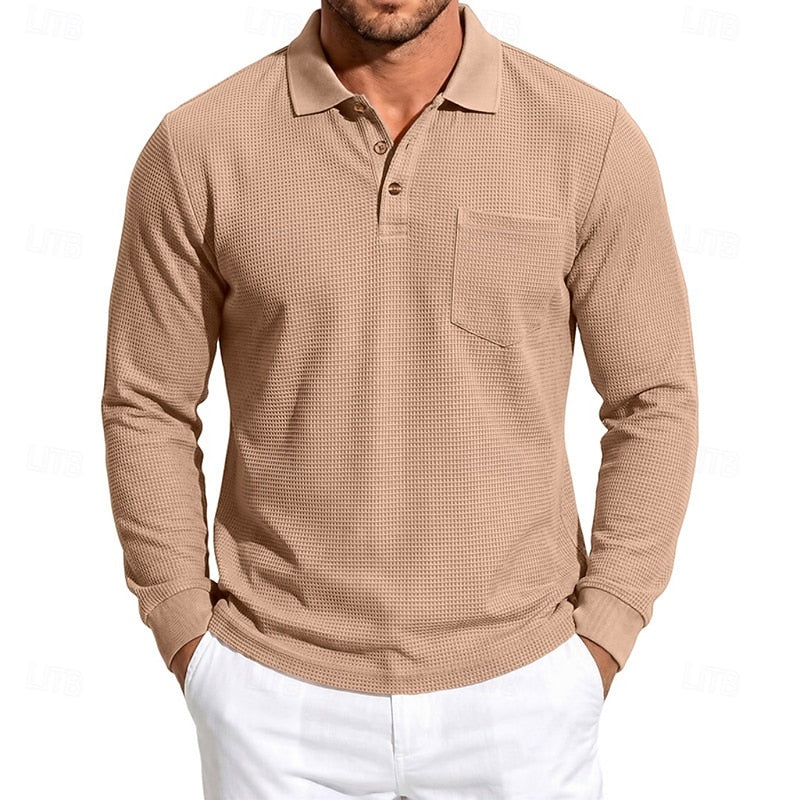 Ronald | Polera polo manga larga con textura