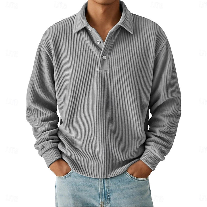 Eric | Polera polo texturizada de manga larga