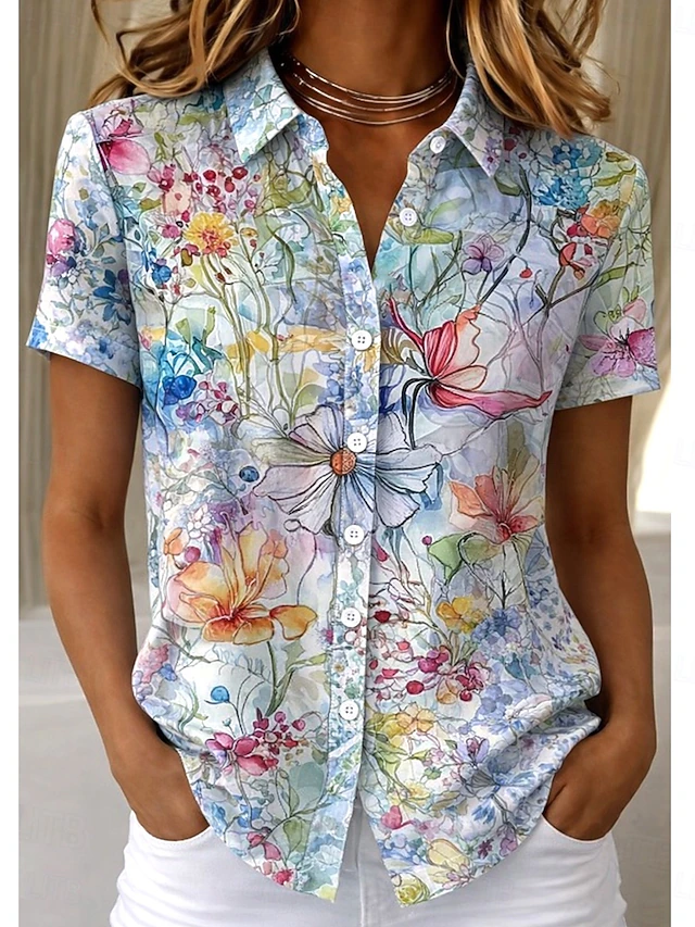 Urbana | Blusa camisera floral de manga corta