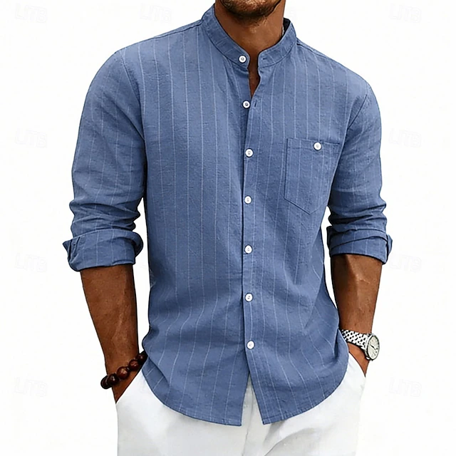 Moisés | Camisa de rayas con cuello mao