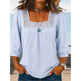 Franchesca | Blusa cuello cuadrado con encaje calado