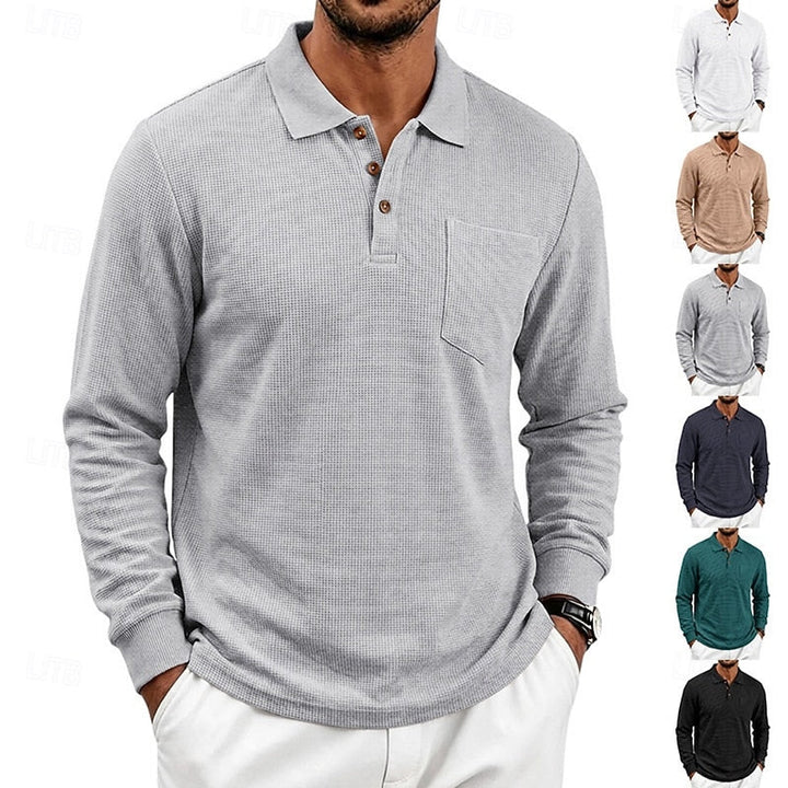 Ronald | Polera polo manga larga con textura